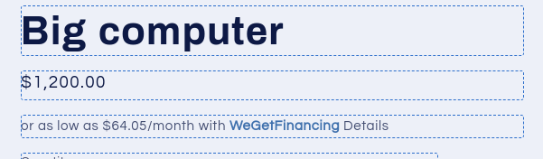 Estimated monthly payment shown on a product page